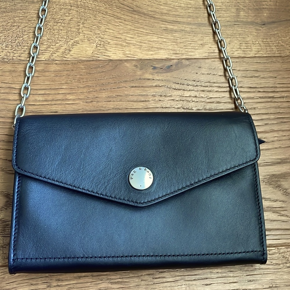 Rag & Bone black genuine leather Atlas Wallet with Chain